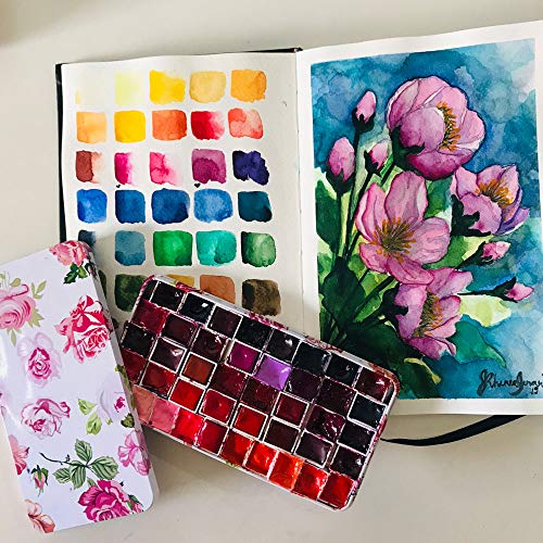 Watercolor Tin Palette with 20Pcs Empty Full Pans, Magnetic Squares | Lightweight Paint Tray Palettes, With 3ml Pans and 3M Magnetic Squares, DIY Art Palettes, Paint Holder, Painting Palette - color: Black, size: Pack of 20 Full Pans