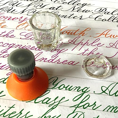Glass Inkwell with Lid Empty Ink Well for Dip Pen Calligraphy Whale Pen Set