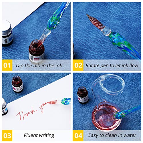 Zonon 6 Pcs Glass Dip Pen(Stylish Color,Bright Style) - color: Bright Color, style: Bright Style
