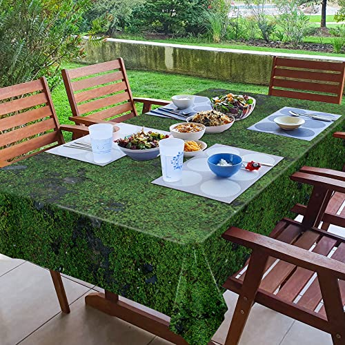 durony 2 Pieces Green Moss Pattern Plastic Tablecloth Green Leaves Tablecloth Waterproof Party Table Cover for Plants Nature Themed Party Table Decor, 108 x 54 Inch - style: Green Moss