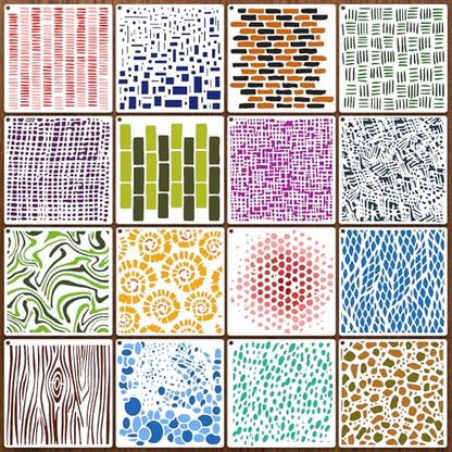 Reusable Stencils for Crafts, 6" Reusable Stencils for Painting Wood Wall Furniture Decor Gift Art (Geometric Stencil)