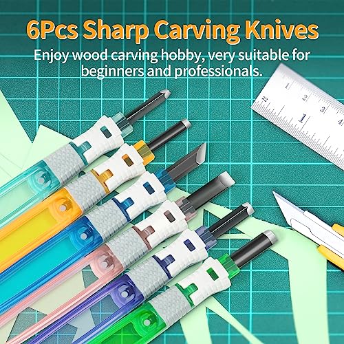 Wood Carving Tools Set - Wood Carving Knife Set for Beginners, Professionals, Hobbyists, Artists, and Sculptors - Multipurpose Sculpting, Soap Carving, Pumpkin Carving(PLASTIC HANDLE)