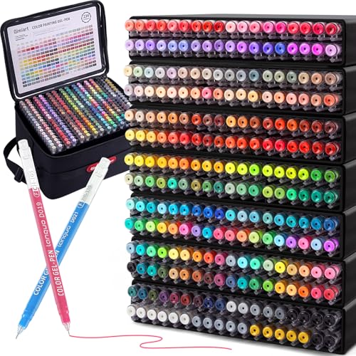 Gel Pens For Coloring, 252 Pack Colored Pens for Black Paper, 0.6MM Point - color: Gift Set-252PCS