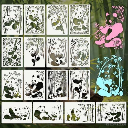 Panda Stencils for Crafts Reusable 16Pcs Stencils(11.8X8.2 Inch) - color: Panda