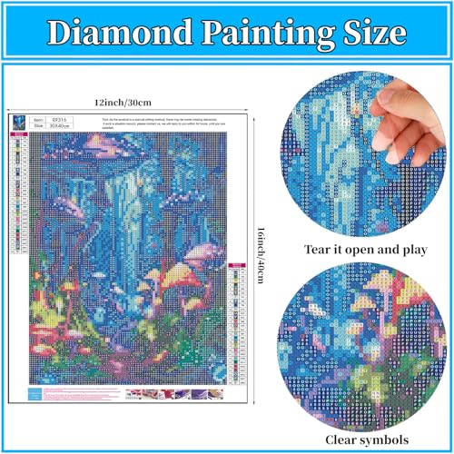 Arttoplus Enchanted Mushroom Diamond Art Kits for Adults Beginner 12x16in - color: G9316-US