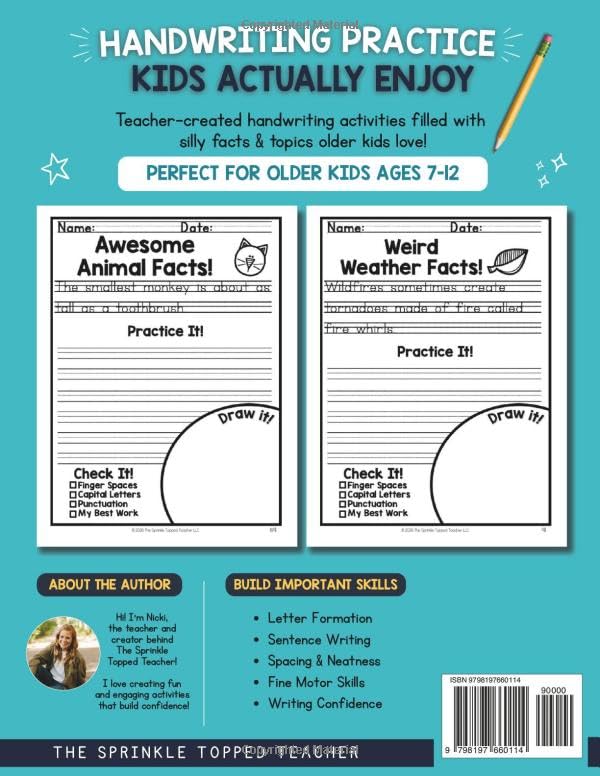 Handwriting for Big Kids: 100 Pages of Fun & Silly Sentence Writing, Handwriting Practice & Activities for Older Kids Ages 7-12 (Fun Handwriting Workbooks for Kids)