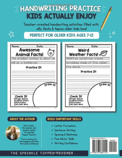 Handwriting for Big Kids: 100 Pages of Fun & Silly Sentence Writing, Handwriting Practice & Activities for Older Kids Ages 7-12 (Fun Handwriting Workbooks for Kids)