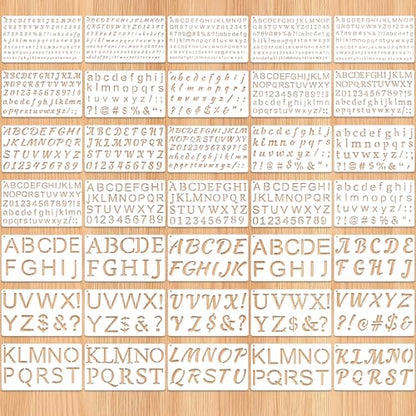 1/3, 1/2, 3/4, 1, 2 Inch Letter Stencils for Painting 35 Pack Small Letter Stencils Reusable Plastic Alphabet and Number Stencil Drawing Templates kit for Crafts Art Projects Scrapbook Wood - color: Aa-white