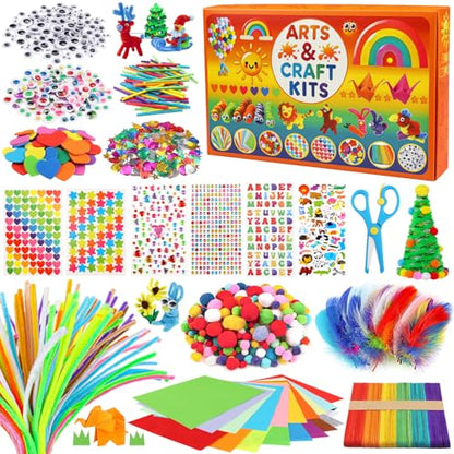 DOITEM Pipe Cleaners Craft Supplies, Arts and Crafts Supplies Including Pipe Cleaner Wiggle Googly Eyes Pom Poms Feathers Sticks Sequins for Kids Over 8 Years Old - color: 1800+