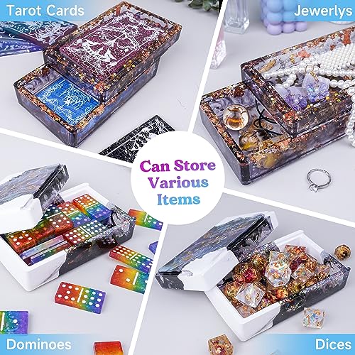 LET'S RESIN Storage Box Molds, Silicone Resin Box Molds, Storage Container with Sliding Lid Design, Epoxy Moulds Silicone for Resin Casting, Jewelry, Tarot Cards, Makeup