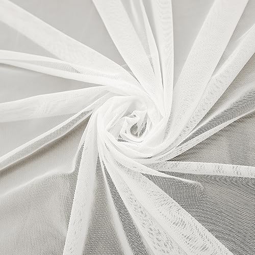 4-Way Stretch Mesh Fabric 60 Inch 5 Yard Lightweight Sheer Mesh(Off-White) - color: Off-white, size: 5 Yards