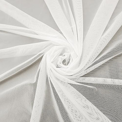 4-Way Stretch Mesh Fabric 60 Inch 5 Yard Lightweight Sheer Mesh(Off-White) - color: Off-white, size: 5 Yards