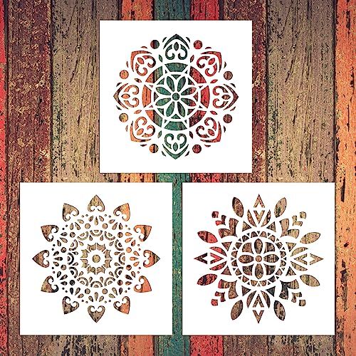 3 Pcs Extra Large Pattern Mandala Stencils Reusable Mandala Dot Painting Templates DIY Floral Spray Paint Stencil Drawing Craft Stencil for Wood Wall Tile Floor Canvas Furniture Rock Concrete (12x12) - color: Classic Style