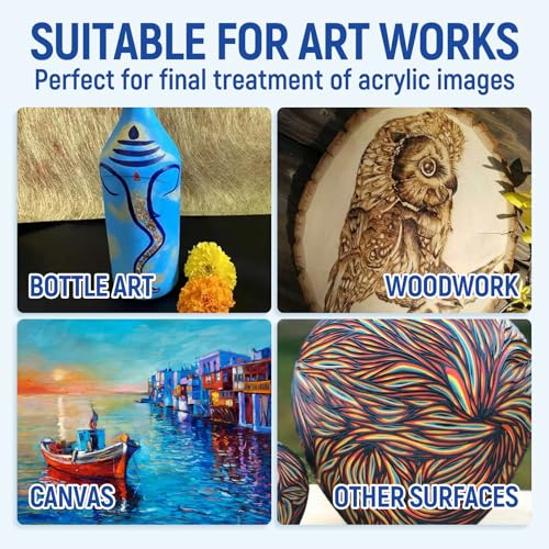 Gloss Varnish for Acrylic Painting, Artist's Acrylic Varnish Kit, Non-Yellowing, Non-Toxic, Anti-Crazing, High Gloss Finish for Artwork, Acrylics Paint, Suitable for Pro Artists, Hobby Painter - style: Gloss