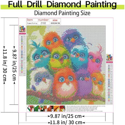 Shouruihua Diamond Painting Kits for Adults, Bird Diamond Art Kits | Funny Animals, Gem Art, Diamond Dotz Kits, Diamond Dots, Full Round Drill Diamond Painting Kits for Adults, 11.8x11.8 in - color: Funny Little Bird