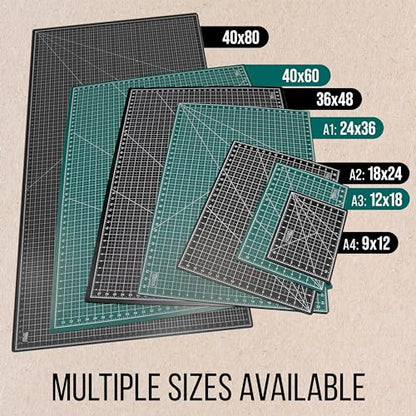 U.S. Art Supply 12"x18" Self-Healing Cutting Mat 5-Ply 2 Pack Green/Black | Double-Sided Green/Black Craft Mat, Non-Slip Cutting Mats for Crafts, Sewing, Quilting, Scrapbooking - color: Green/Black