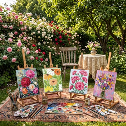 Sherr 24 Pcs Pre Drawn Canvas for Adult, Abstract Flower, 8 x 10 Inch - size: 8 x 10 Inch, style: Abstract Flower