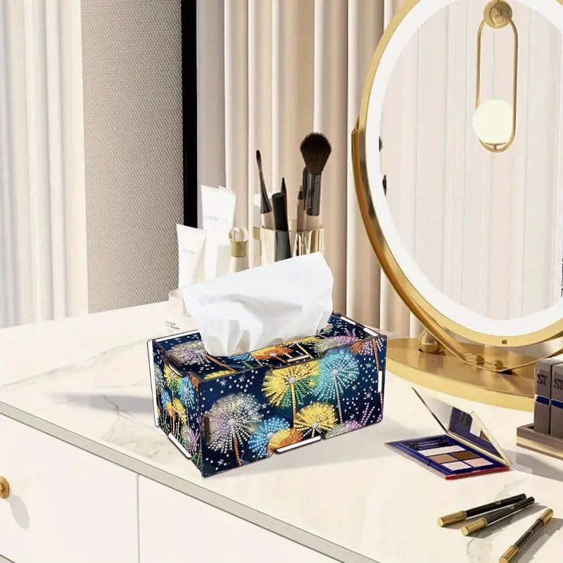 LSQFS DIY Diamond Art Tissue Box Kit, Ideal Handmade Craft Gift for Adults - color: Flower 2