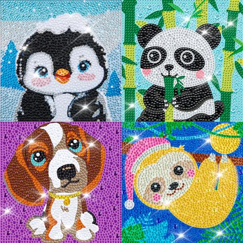 Labeol Diamond Art Kits for Kids Crafts for Girls Ages 6-8-10-12 Easy to DIY Creative Diamond Art Sticker Craft by Numbers Kits for Kids and Adult Beginners (4 Pack Chic) - style: 4 pack Chic