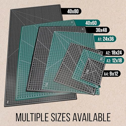 U.S. Art Supply 9"x12" Self-Healing Cutting Mat 5-Ply Green/Black | Double-Sided Green/Black Craft Mat, Non-Slip Cutting Mats for Crafts, Sewing, Quilting, Scrapbooking - color: Green/Black