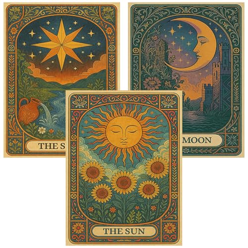 Axquilon 3 Pack Tarot Diamond Art Kits for Adults 12x16 inch | Tarot Diamond Painting Kits for Adults Beginner, DIY 5D Full Drill Gem Art for Home Wall Decor - color: 3-Pack Tarot-1