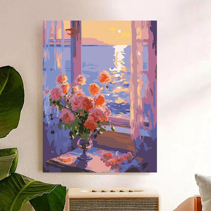 ZRIZQ Paint by Numbers Kit for Adults Beginner,Flowers Landscapes,16x20 | Full set with wooden brushes,rolled canvas,rich paints.Calming activity.Beginner friendly.Just open and paint. - color: 16"X20"Rolled Canvas-Flowers 2