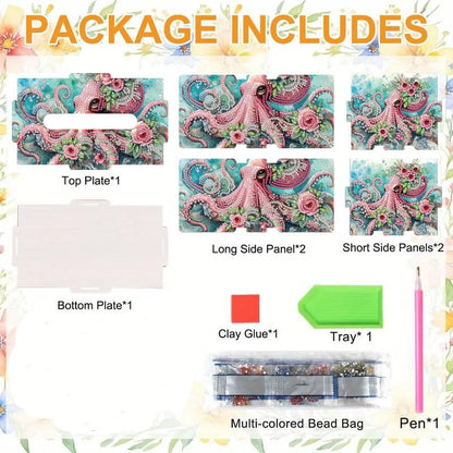 LSQFS DIY Diamond Art Tissue Box Kit,Ideal Handmade Gift - color: Octopus