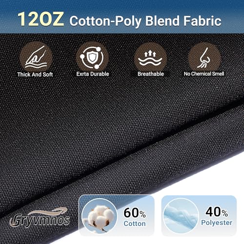 12oz Heavy Duty Cotton Canvas Fabric, Thickend Cotton Duck Cloth, 1 Yard - color: Black, size: 1 Yard Pre-cut