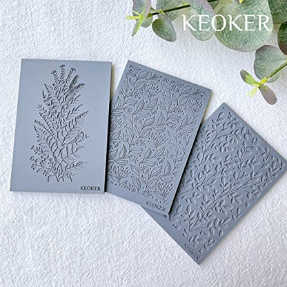 Keoker Polymer Clay Texture Sheets, Clay Texture Mat for Making Earrings Jewerly, Polymer Clay Texture Roller (No. 7 Floral) - color: 7