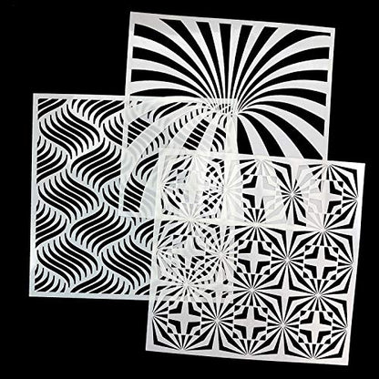32 Pieces Geometric Stencils 6 x 6 Inch Painting Templates Mandala Stencil for Scrapbooking Cookie Tile Furniture Wall Floor Decor Craft Drawing Tracing DIY Art Supplies - size: 6inch-1