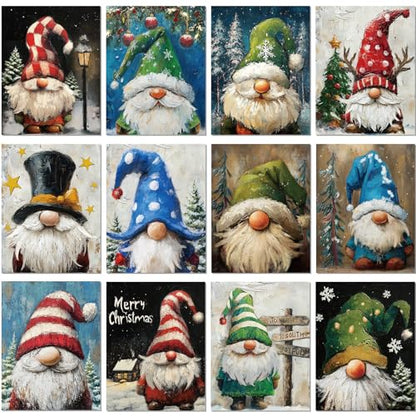 Sherr 12 Pcs Pre Drawn Canvas for Adults,Xmas Gnome,8 x 10 Inch - size: 8 x 10 Inch, style: Xmas Gnome