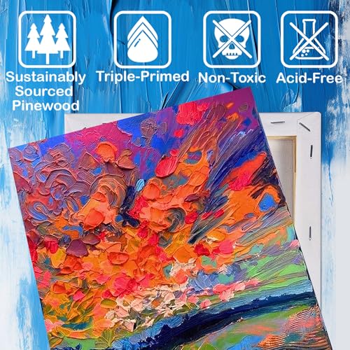 6 Packs Stretched Canvases for Painting with 5x7in,9x12in Canvas, Blank Canvases for Acrylics, Oils & Other Painting Media, 5/8 Inch Profile 100% Cotton Artist Framed Canvas - size: 6 Pack Mixed - 9×12IN 5×7IN
