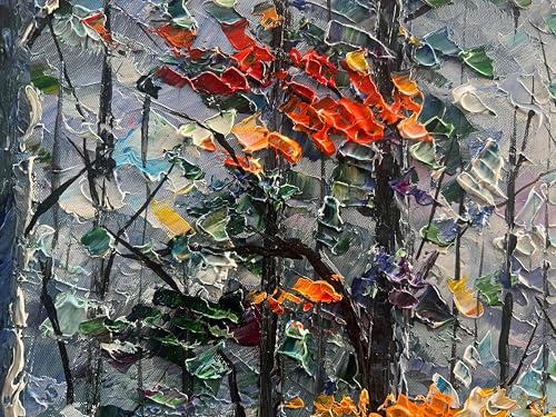 Art Hand Painted Forest Landscape Oil Painting Modern Abstract Art Home Wall Deco Art 24x48 inches - color: Dn182