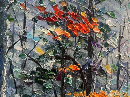 Art Hand Painted Forest Landscape Oil Painting Modern Abstract Art Home Wall Deco Art 24x48 inches - color: Dn182