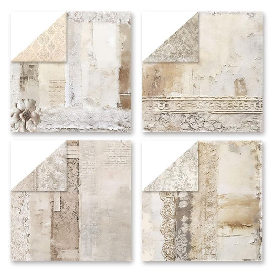 Vintage Scrapbook Paper Pad, 6x6 Shabby Chic Lace Texture Aesthetic Craft Paper, Decorative Junk Journal Supplies for Mixed Media, Card Making, Decoupage & DIY Art (Wedding) - color: Wedding
