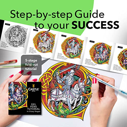 Castle Art Supplies 100 Gel Pens for Adult Coloring Set - Fine Tips