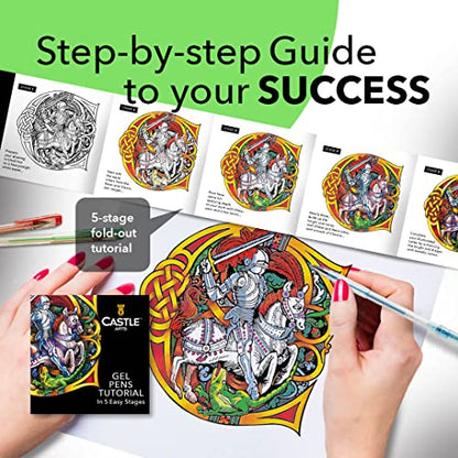 Castle Art Supplies 100 Gel Pens for Adult Coloring Set - Fine Tips