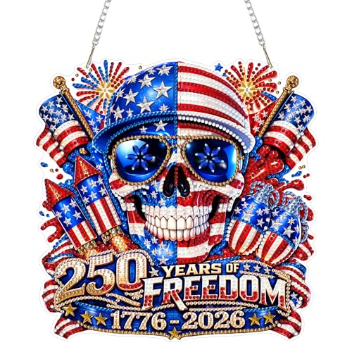 Eiflow 250th Anniversary Acrylic Diamond Art Hanging Kit for Adults, DIY Diamonds Painting Door Hanger Board Kit, Special Crystal Diamond Art Painting Pendant Ornament (4th of July) - color: 250Years