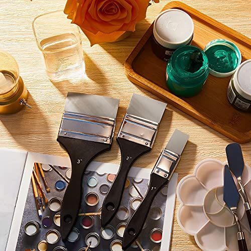 5 Pieces Silicone Paint Brush Set for Craft Color Shaper Tool Silicone Brushes Pointed Edged Solid Flat Flexible Acrylic and Water Based Painting Tool, 1 ", 1.5 ", 2 ", 2.5 ", 3 "