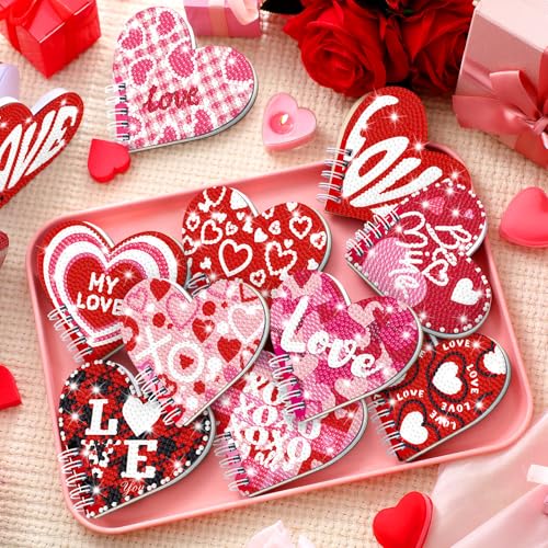 Fuyoooo 12 Pcs Valentine's Day Diamond Art Notebook Kits for Adults - style: Heart