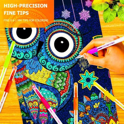 Soucolor 120 Gel Pens Set, Metallic Glitter Pastel,Refills,Drawing Kit Gift - color: Pink