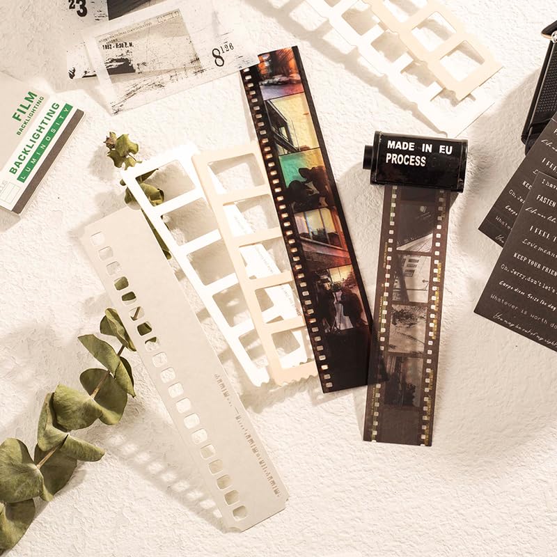 Diuhofart 94Pcs Scrapbooking Supplies Kit, Old Film Strips Photo Frames for Junk Journal Supplies, Scrap Booking Cutouts Papers Scrapbook Materials, Quote Stickers for Journaling, Collage - color: Classic Movie Filstrip Kit