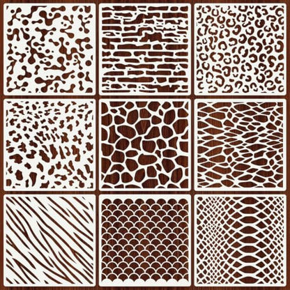 Texture Stencils for Crafts Reusable 9Pcs Stencils(7.8X7.8 Inch) - color: Texture 17