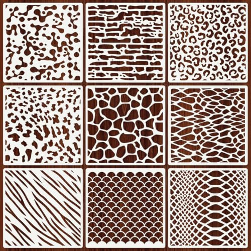 Texture Stencils for Crafts Reusable 9Pcs Stencils(7.8X7.8 Inch) - color: Texture 17