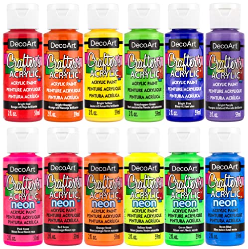 DecoArt DASK396 Acrylic 2 Oz 12 Count Brights Craft Paint Value Pack