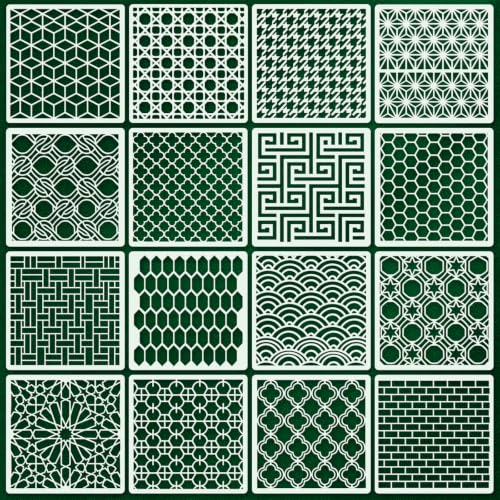 Texture Stencils for Crafts Reusable 16Pcs Stencils(5.9X5.9 inch) - color: Texture 13