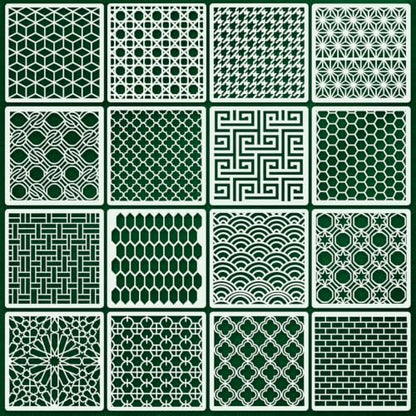 Texture Stencils for Crafts Reusable 16Pcs Stencils(5.9X5.9 inch) - color: Texture 13