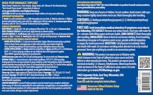 General Finishes High Performance Water Based Topcoat, 1 Gallon, Gloss - color: Gloss, size: 1 Gallon