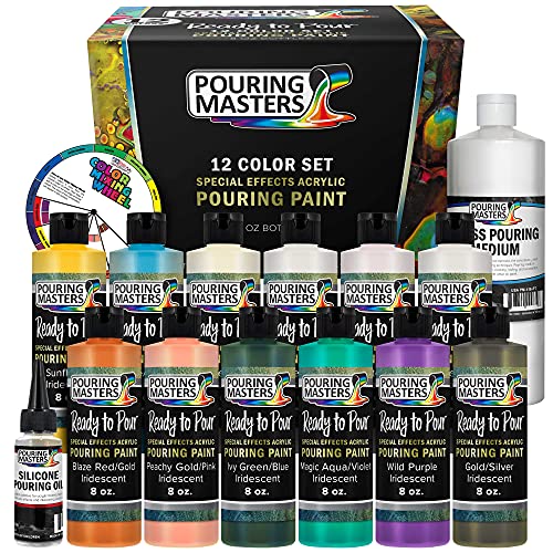 Pouring Masters 12-Color Ready-to-Pour Pouring Paint Set Acrylic Iridescent
