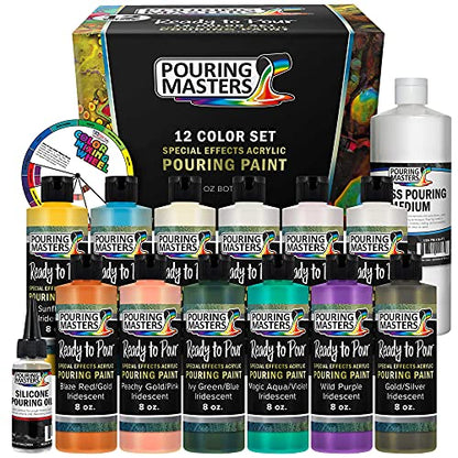 Pouring Masters 12-Color Ready-to-Pour Pouring Paint Set Acrylic Iridescent
